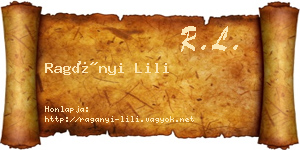 Ragányi Lili névjegykártya